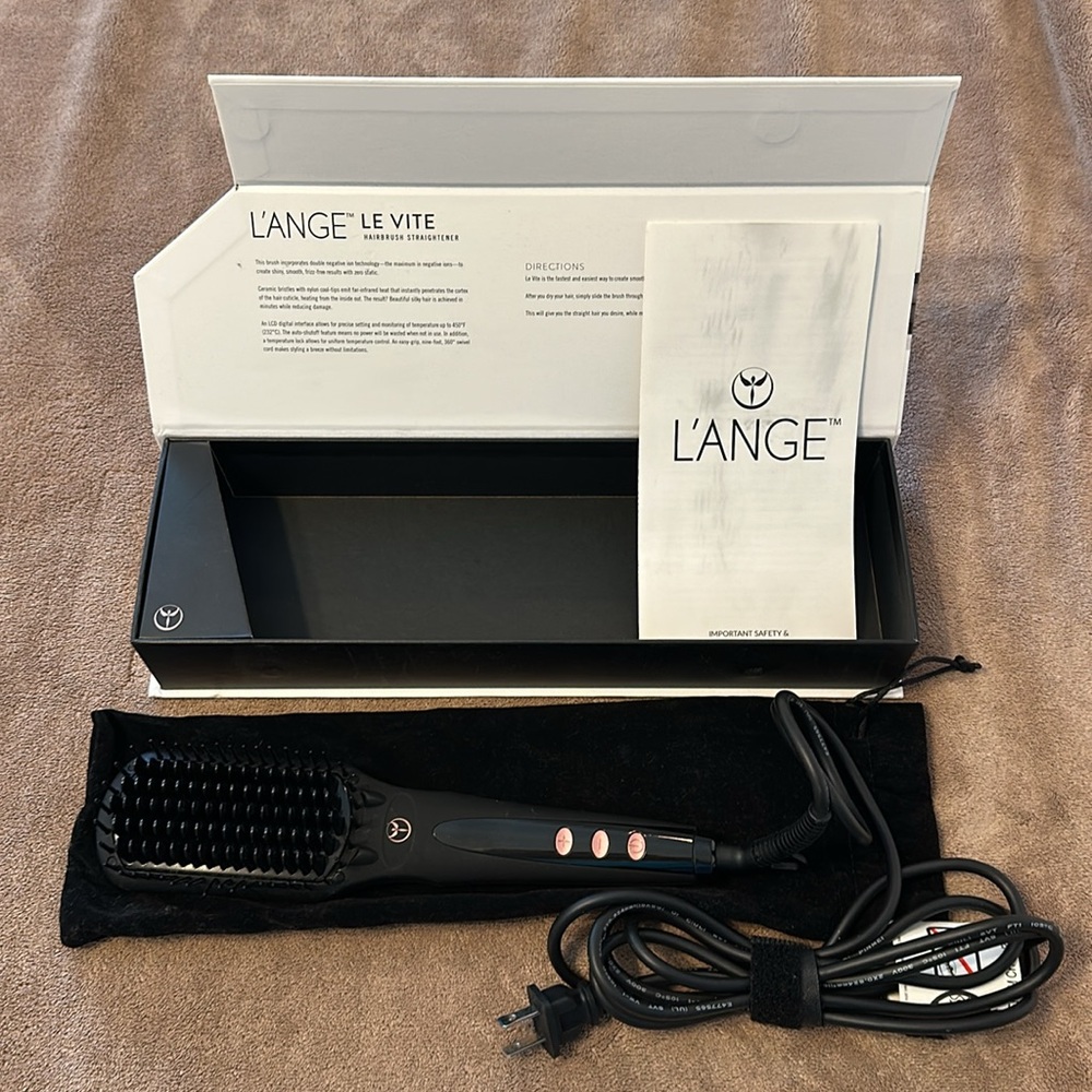 L’Ange Le Vite Hairbrush Straightener - Black and Pink - Picture 4 of 8